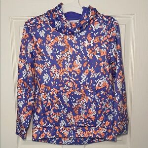 Under Armour Kids Purple Floral Print Hoodie with Orange & White Accents